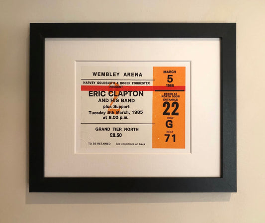 ERIC CLAPTON and his BAND - 1985  Wembley Arena , London framed ticket giclee print