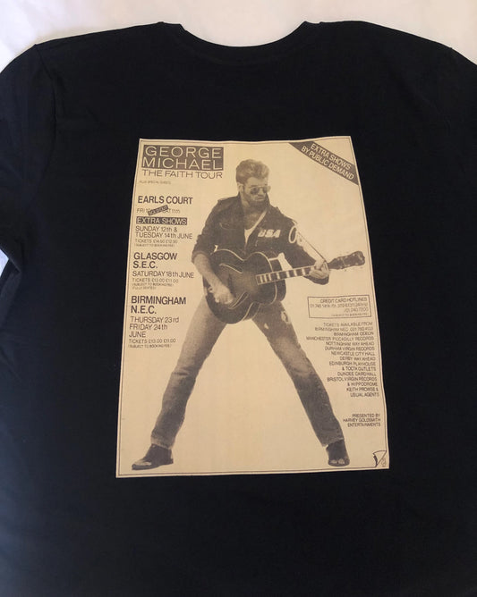 GEORGE MICHAEL  - 1989 “ Faith tour “ T Shirt . Featuring the tour advert and corresponding ticket.