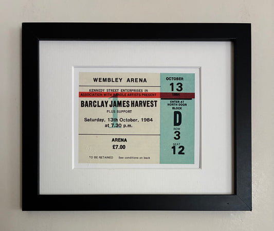 BARCLAY JAMES HARVEST - 1984 Wembley Arena , London framed ticket giclee print