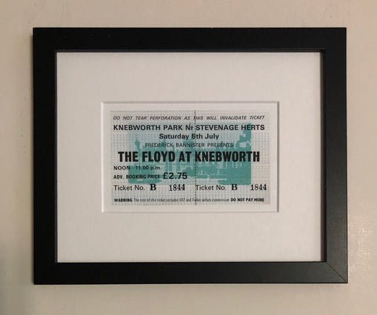 PINK FLOYD  -5/7/1975 “ The Floyd at Knebworth “. - Knebworth  Park framed ticket giclee print