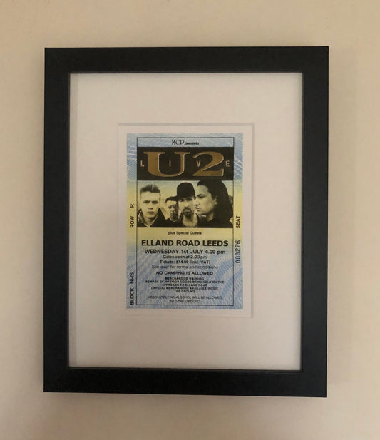 U2 - 1987 “ Joshua Tree tour “ Elland Road, Leeds framed ticket giclee print