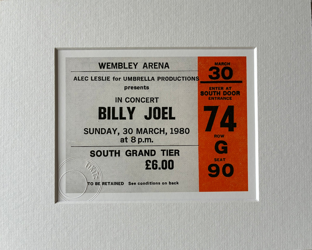 BILLY JOEL - 1980 Wembley Arena , London framed ticket giclee print