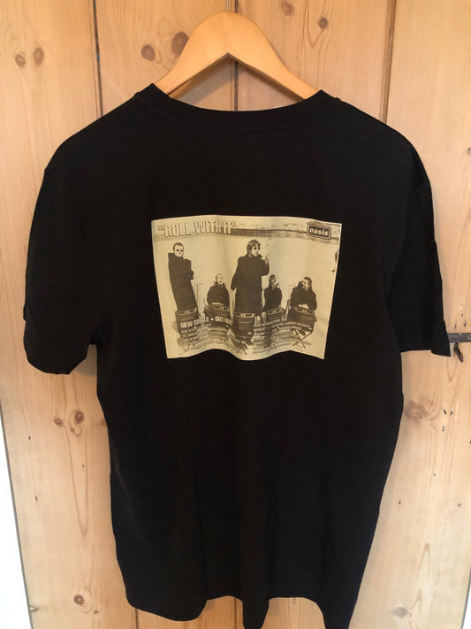 OASIS  - 1995 “ Roll with it tour “ T Shirt . Featuring the tour advert and corresponding ticket.